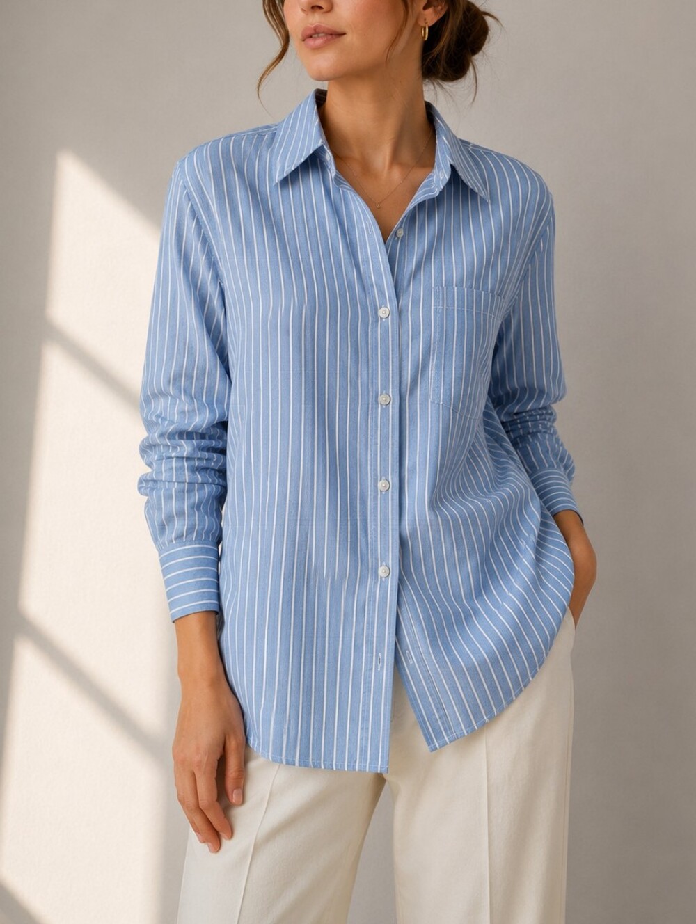 100% Cotton Universal Thread Blue White Stripe  Button Down Shirt XS